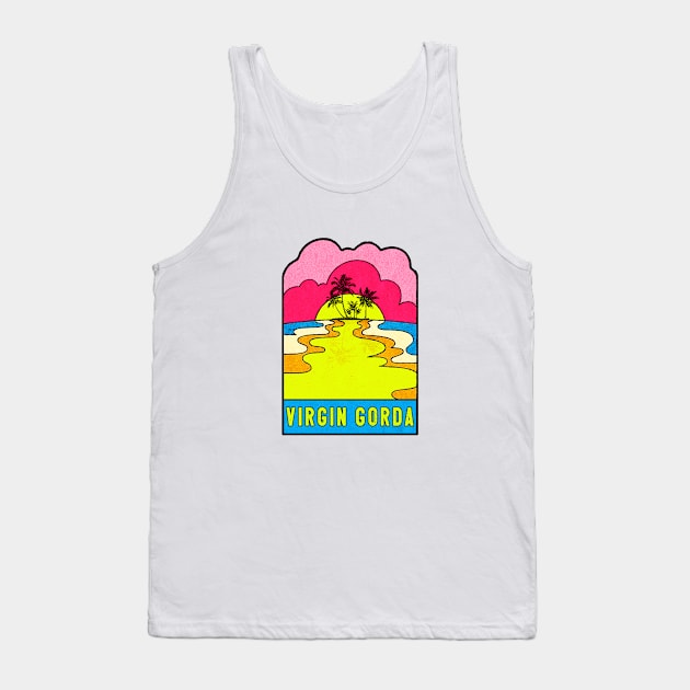 Virgin Gorda Groovy Sunset 70's Hippie Hippy Vintage British Virgin Islands Tank Top by DD2019